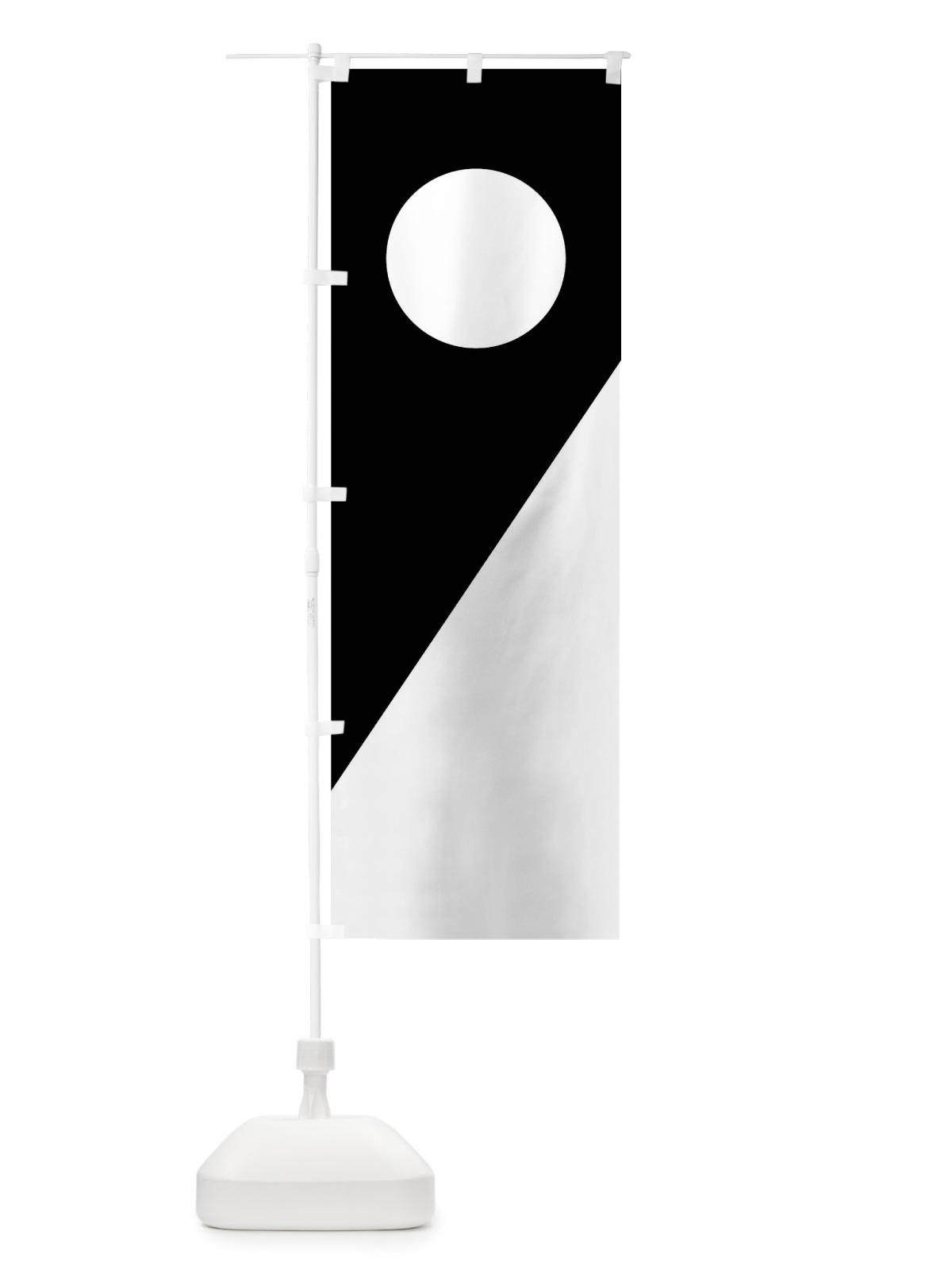 のぼり 白字朱の丸、裾黒斜め分け のぼり旗 0U7K(デザイン【B】)