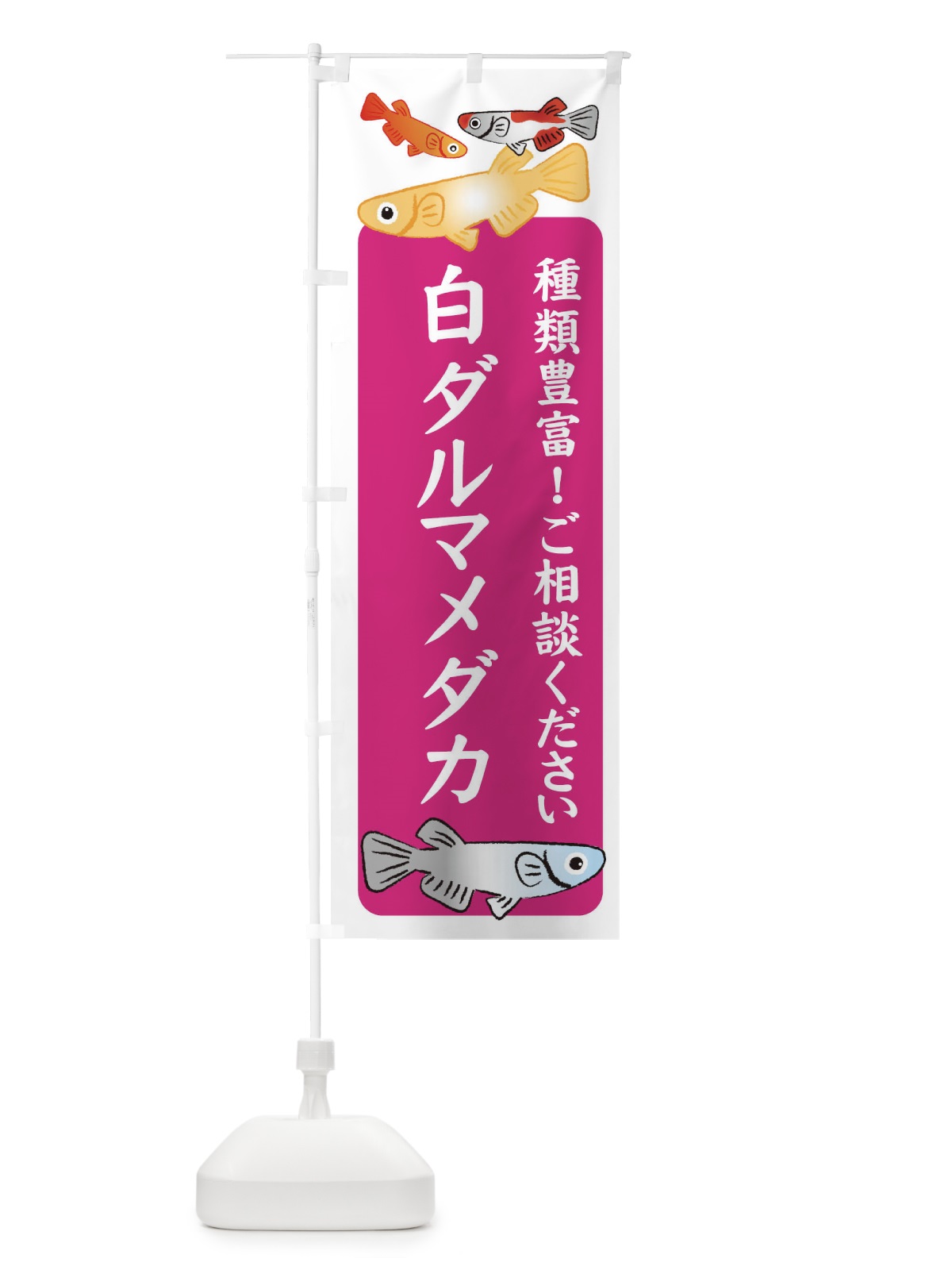 のぼり 白ダルマメダカ・めだか のぼり旗 3GGE(デザイン【C】)