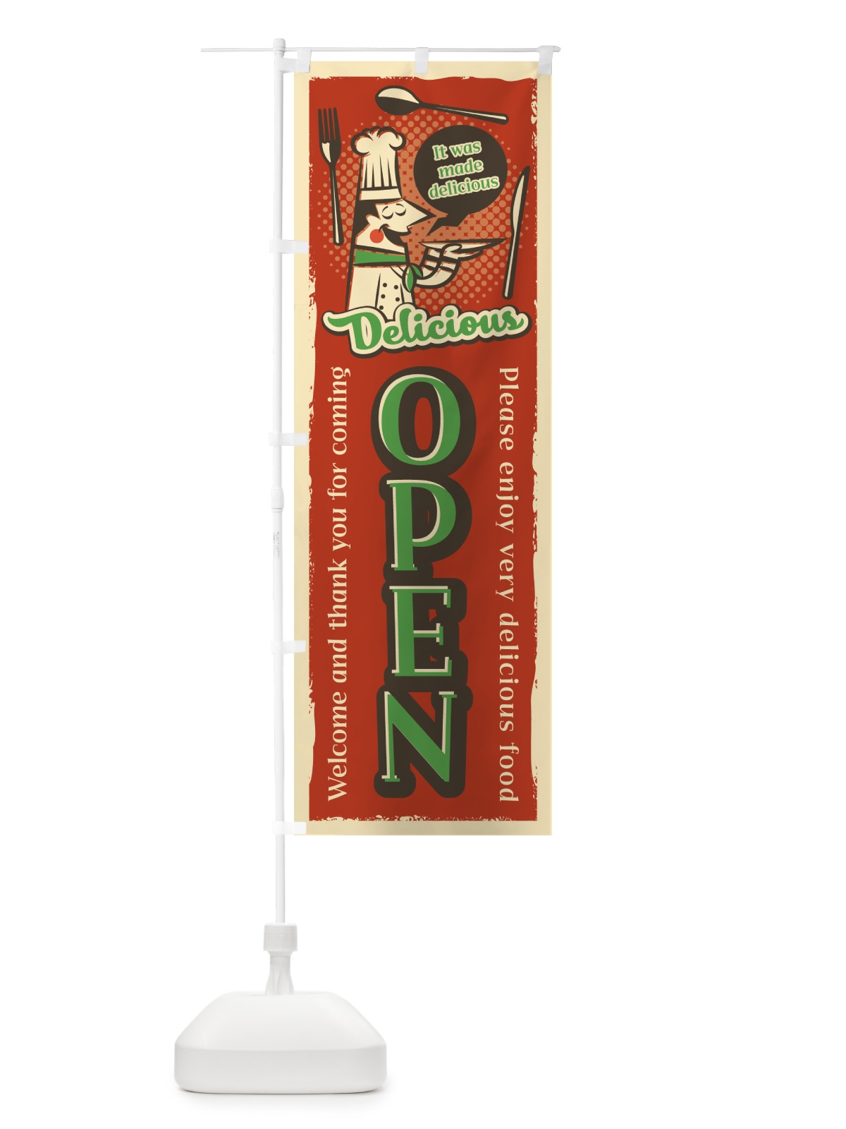 のぼり OPEN・オープン・レトロ風・飲食店 のぼり旗 4PKY(デザイン【B】)