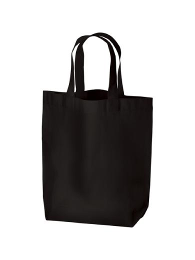 厚手コットンマチ付トート（Ｍ）　ブラック 6J6E