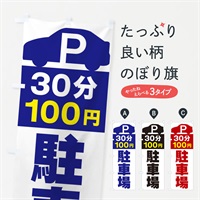 のぼり 30分100円駐車場 のぼり旗 ERU4