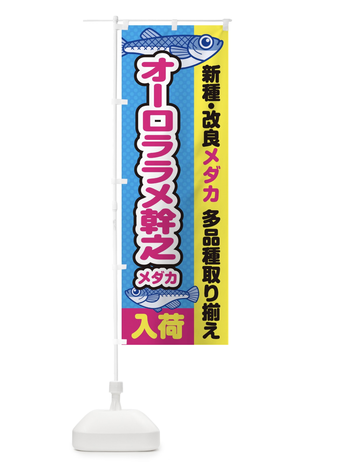 のぼり オーロララメ幹之メダカ／入荷／新種・改良メダカ のぼり旗 EY63(デザイン【A】)