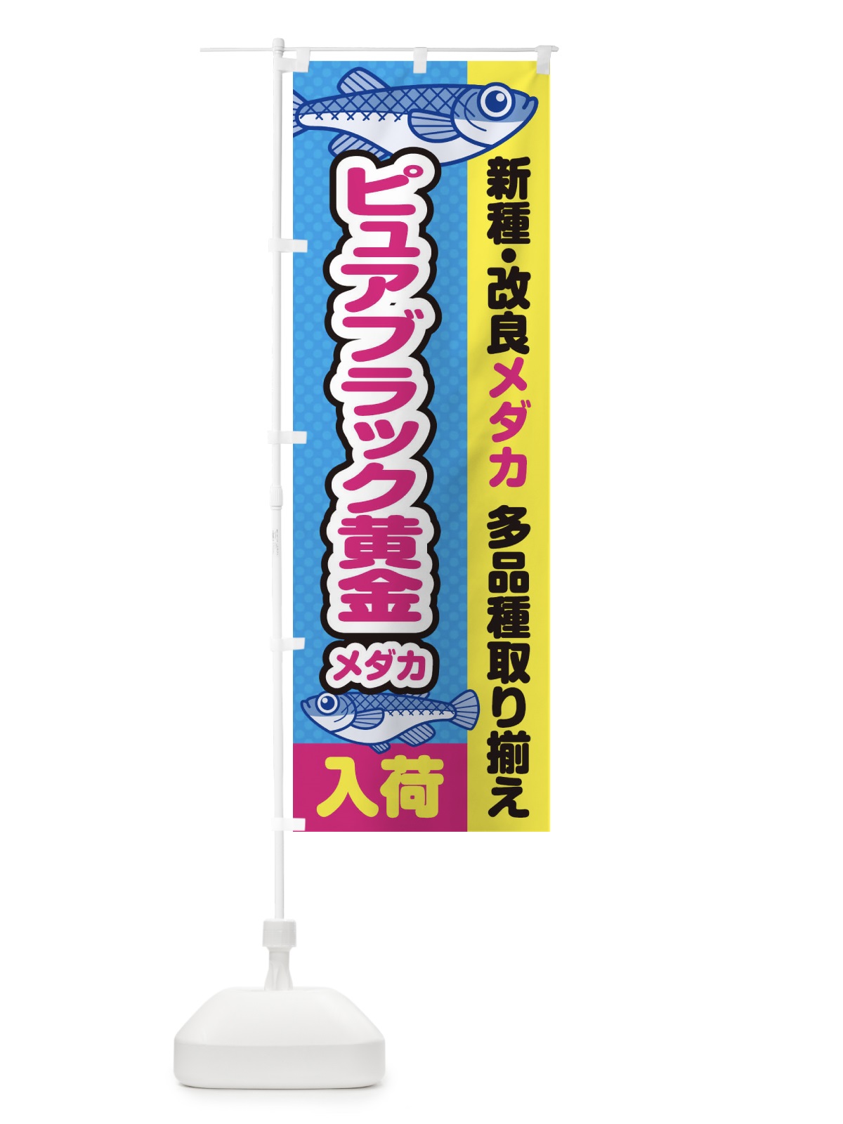 のぼり ピュアブラック黄金メダカ／入荷／新種・改良メダカ のぼり旗 EY65(デザイン【A】)