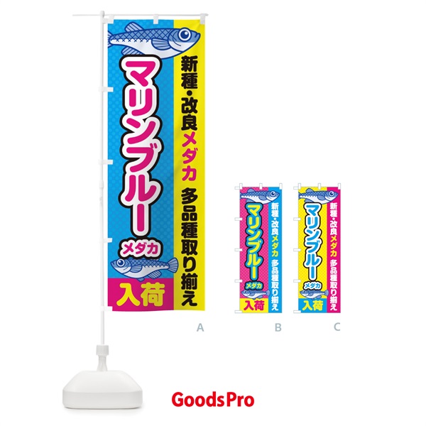 のぼり マリンブルーメダカ／入荷／新種・改良メダカ のぼり旗 EY6H