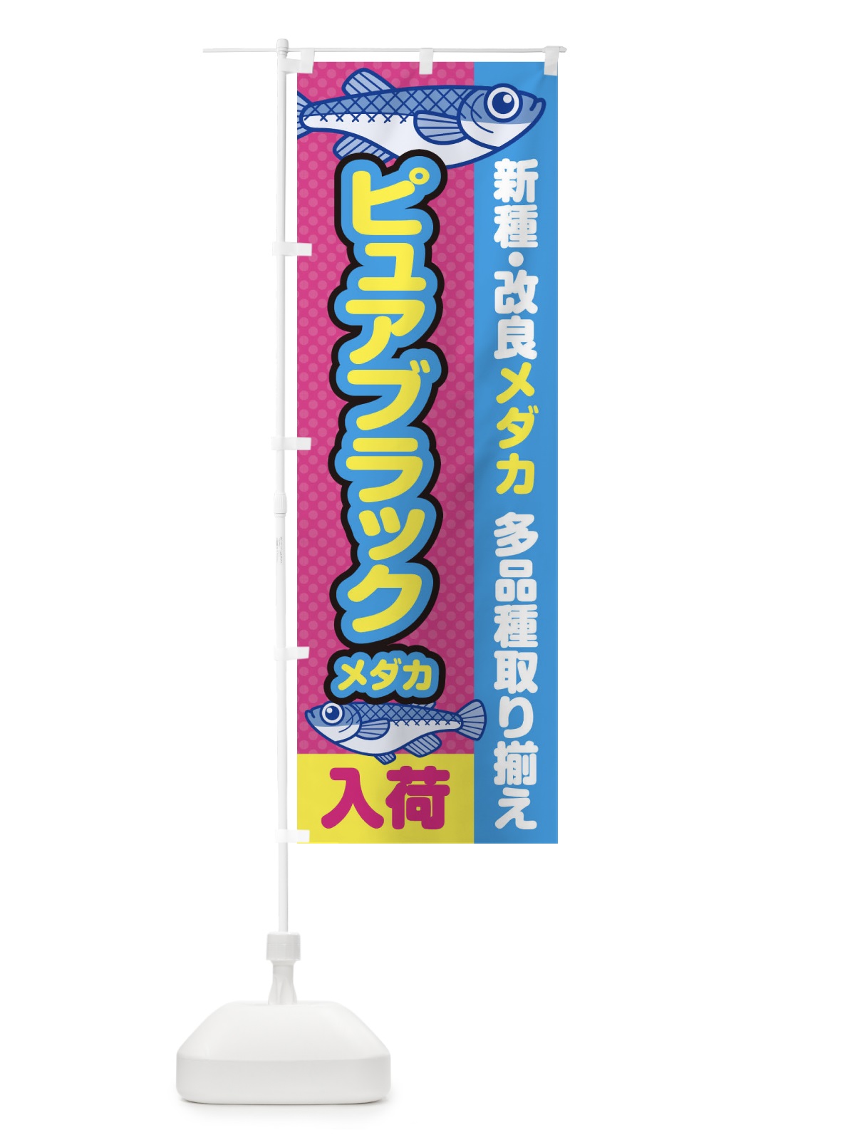 のぼり ピュアブラックメダカ／入荷／新種・改良メダカ のぼり旗 EY6N(デザイン【B】)