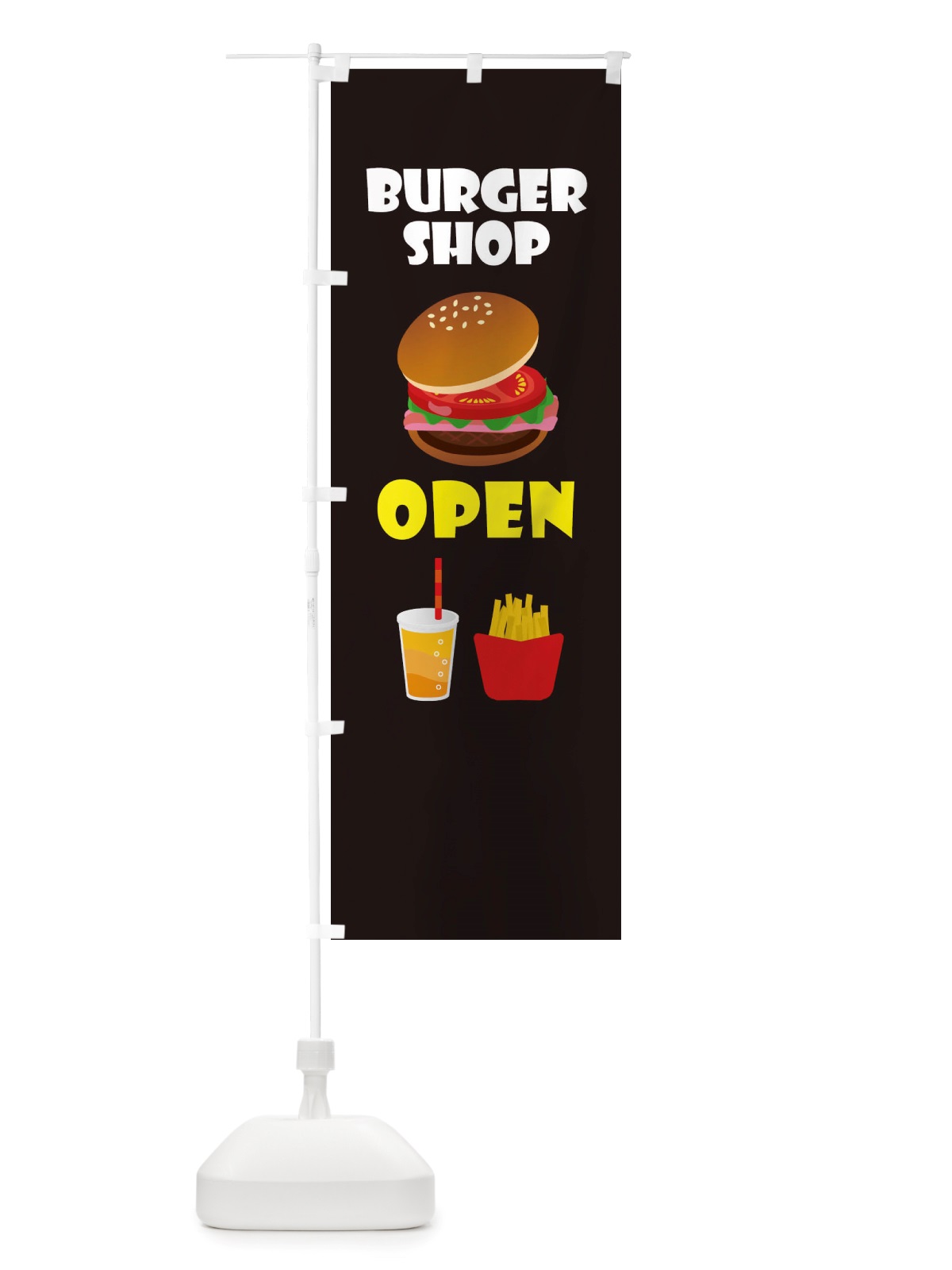 のぼり ハンバーガーショップ・OPEN のぼり旗 X360(デザイン【A】)
