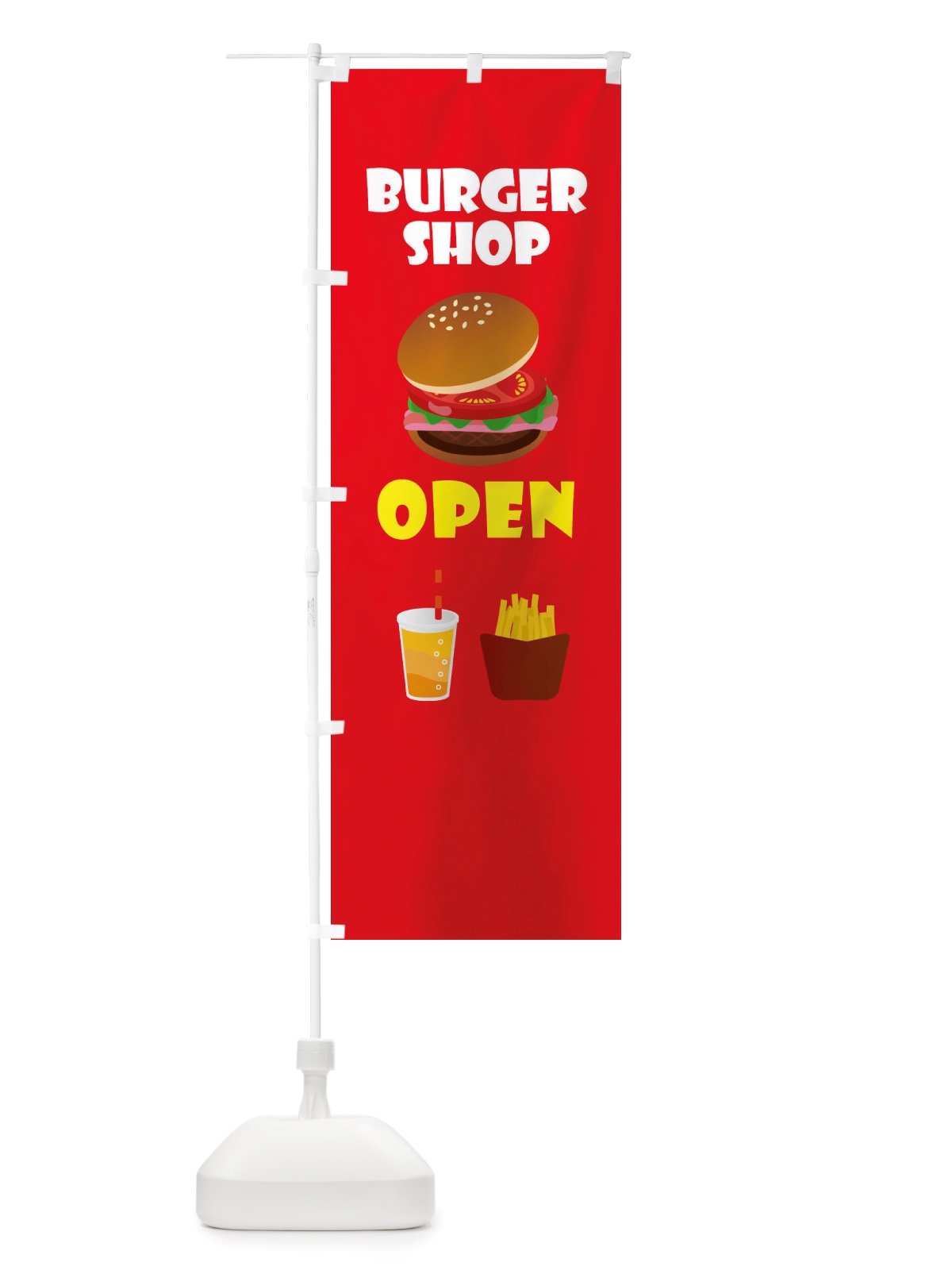 のぼり ハンバーガーショップ・OPEN のぼり旗 X360(デザイン【B】)