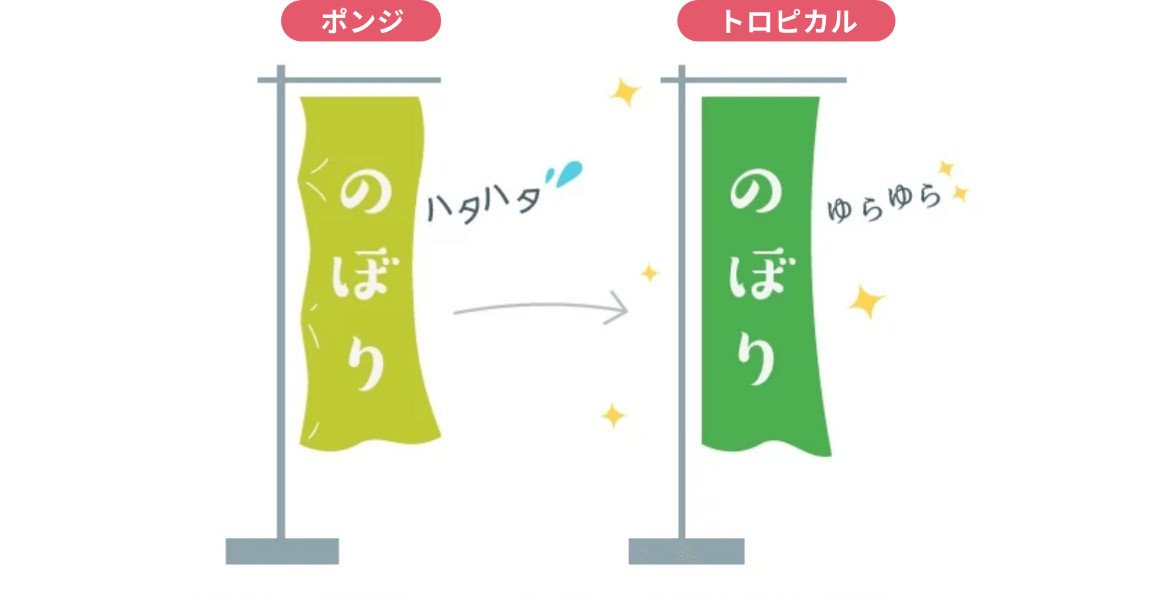 ポンジとトロピカルから選べる生地