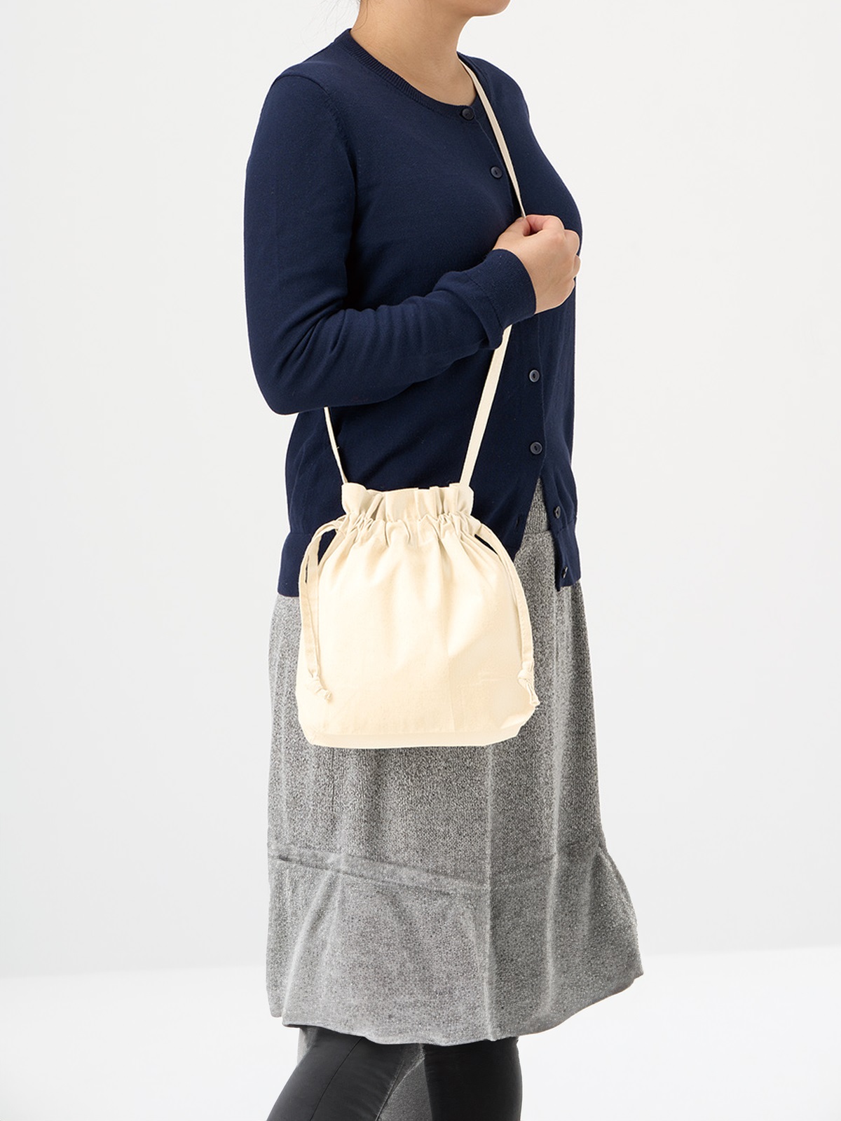 オーガニック厚手コットン巾着 ショルダーバッグ