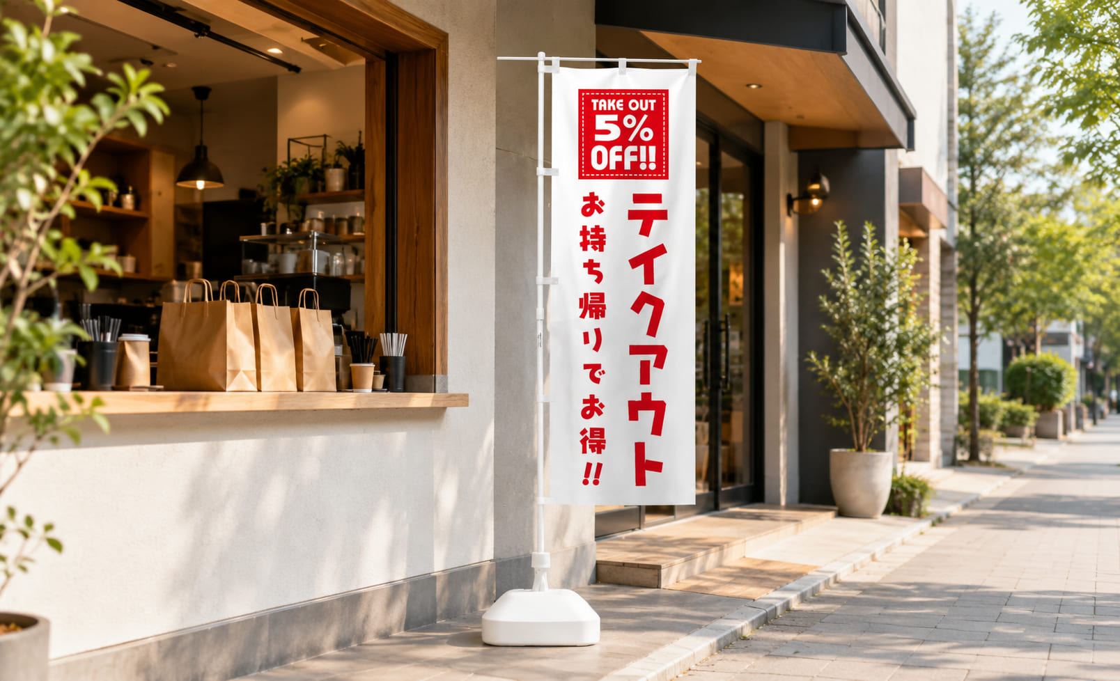 テイクアウトのぼりは飲食店の店頭集客に効果的