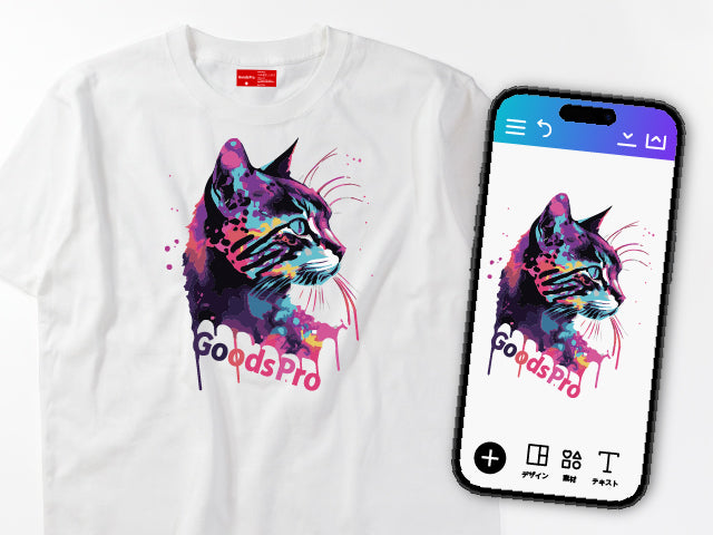 オリジナルの猫イラストをプリントしたTシャツ