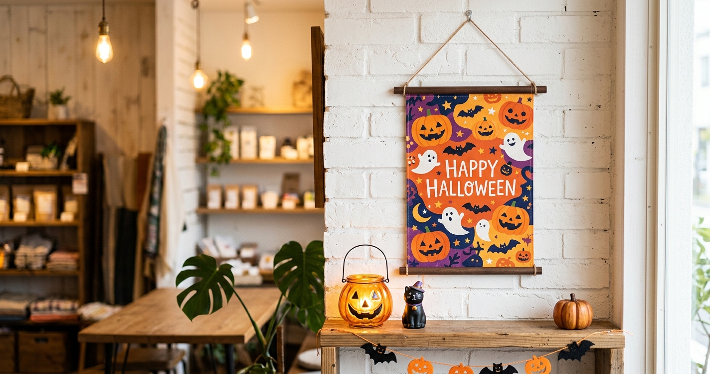 ハロウィン向けタペストリーをオリジナルで作るには？デザイン・サイズ・素材の選び方