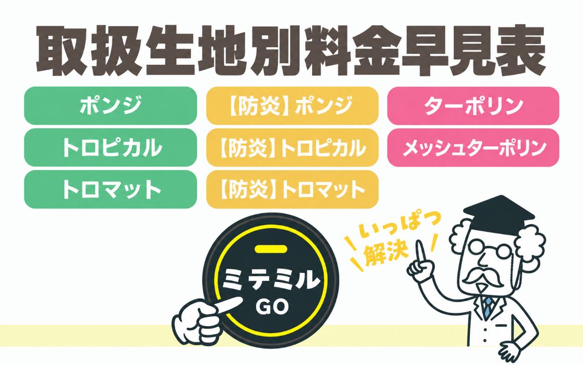 生地ごと料金表まとめ