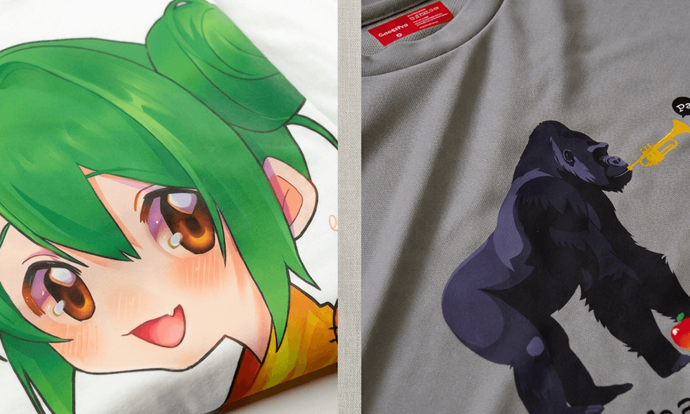 グッズプロのTシャツ素材 コットン（ホワイト）とドライ（グレー）
